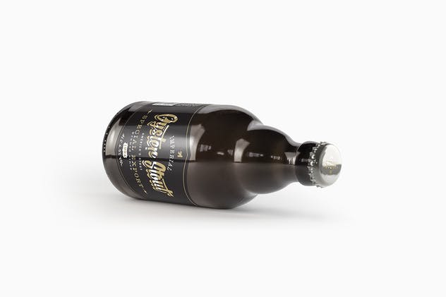 黑色啤酒瓶样机模板 Steinie Beer Black Bottle Mockup插图(5)