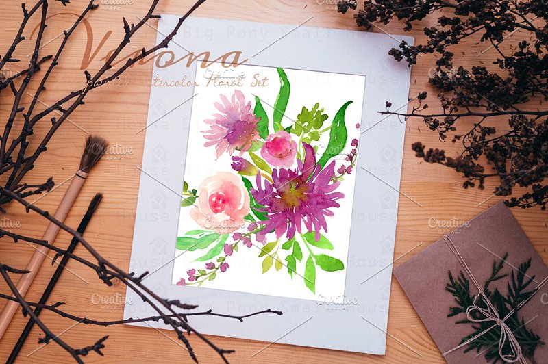 维罗纳-水彩花卉套装 Verona – Watercolor Floral Set插图(3)