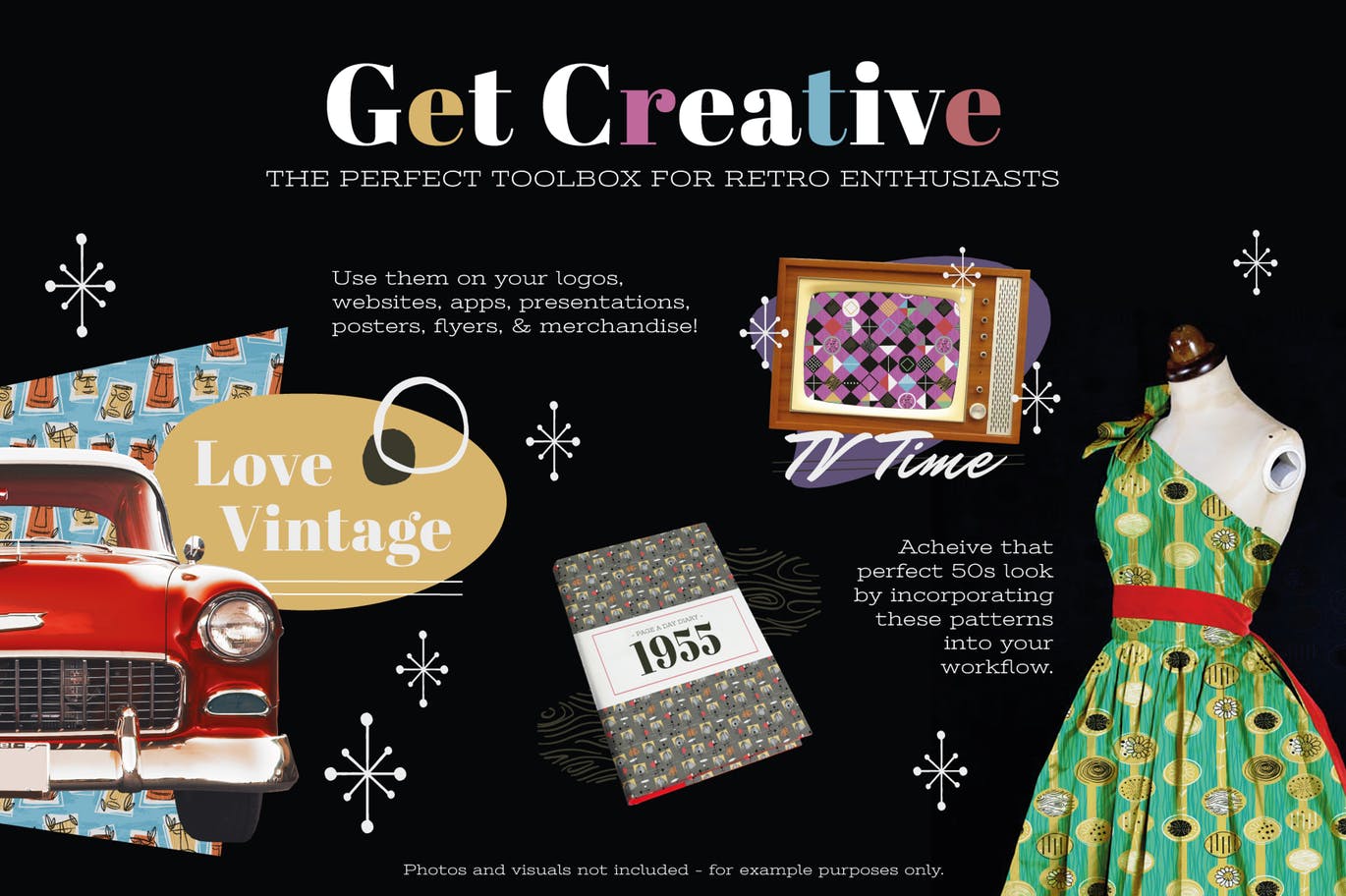 20世纪中叶复古时尚无缝图案纹理素材包 Mid-Century Illustrated Patterns插图(3)