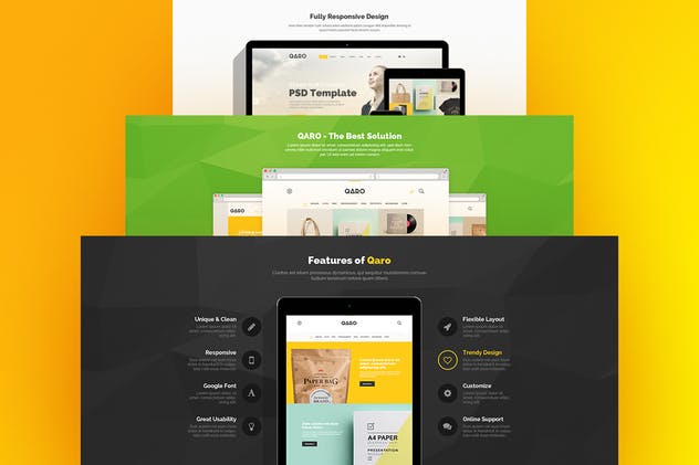 创意产品现代简约风PSD网站模板 QARO – Clean & Modern PSD Template插图(6)