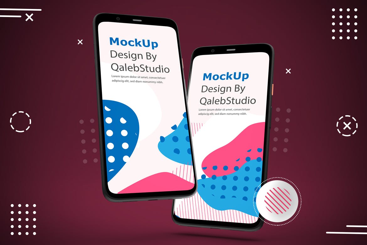 谷歌智能手机Pixel 4屏幕预览素材库精选样机模板 Abstract Pixel 4 mockup插图(7)