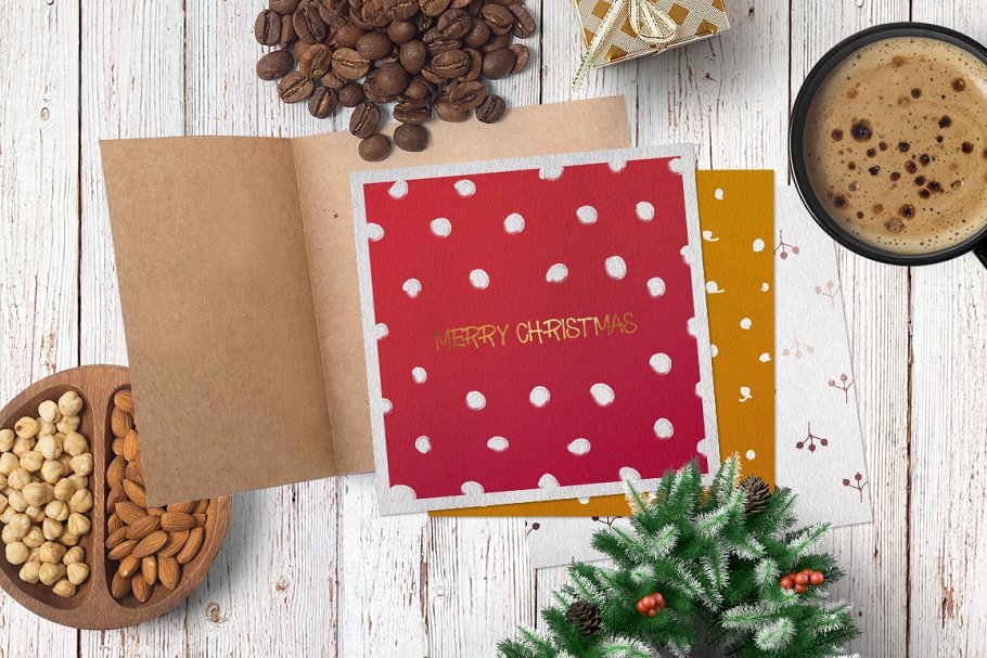 圣诞节贺卡模板+元素合集 Christmas Square Cards + Bonus插图(9)