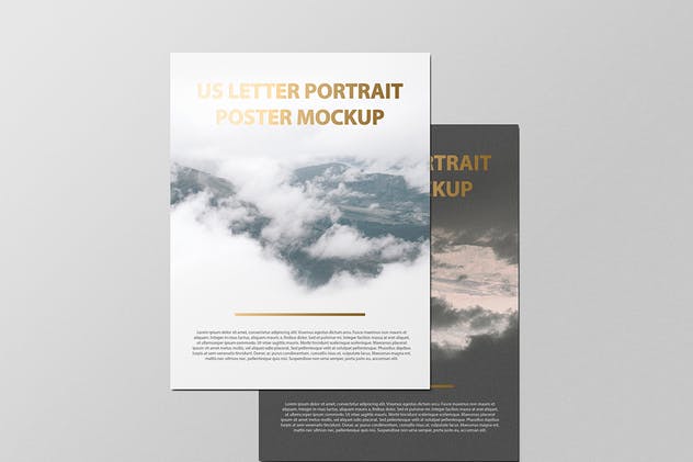 美国信纸规格海报传单/信头样机 US Letter Portait Flyer / Letterhead Mockup插图(4)