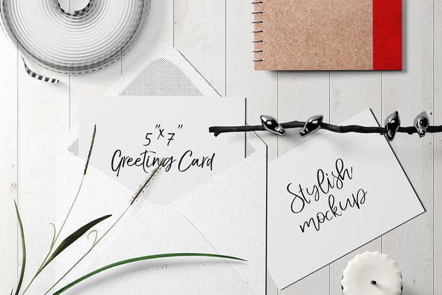 7×5贺卡/明信片样机套装2 7×5 Greeting Card / Postcard Mockup Set 2插图(4)