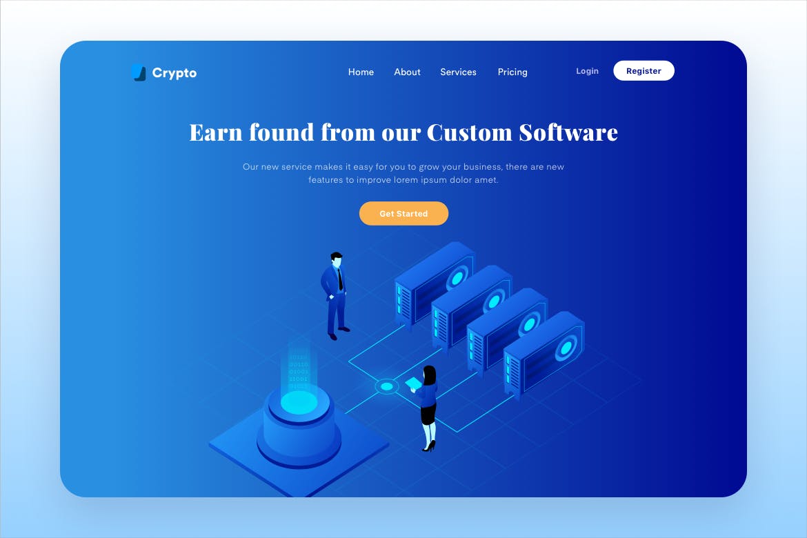 数据挖掘概念主题网站设计矢量插画 Digital Mining Desktop Header Illustration插图(1)