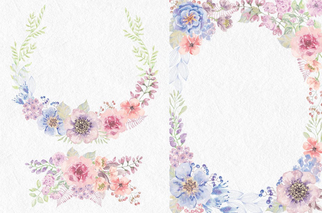 婚礼设计水彩花卉剪贴画素材包 “Sunset Hues”: Wedding Clip Art Set插图(4)