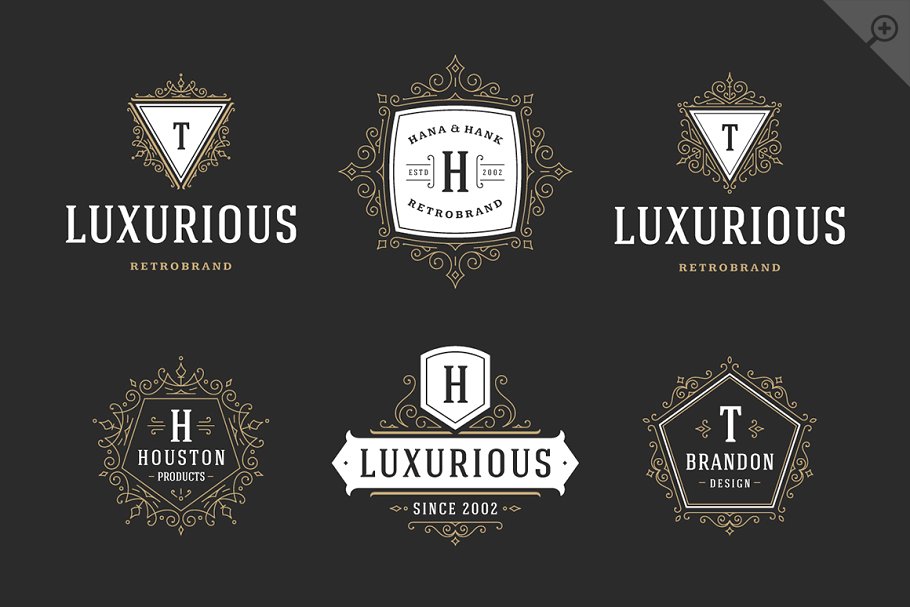 250个复古装饰风格Logo模板 250 ornaments logos & monograms插图(2)