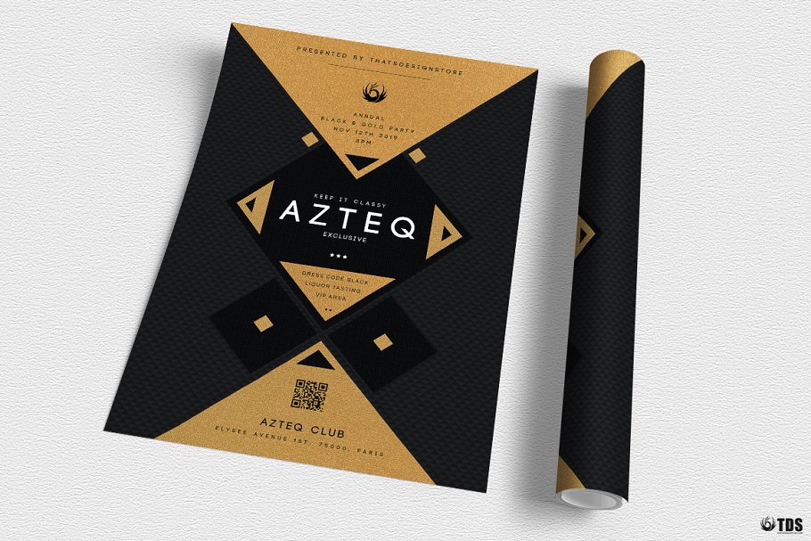 极简主义黑金设计风格PSD海报模板 Minimal Black Gold Flyer PSD V3插图(2)