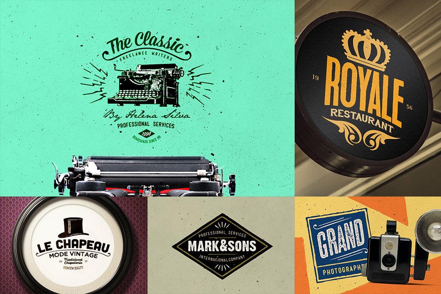 复古标志设计模板v9 Retro Logo Templates V.09插图(1)