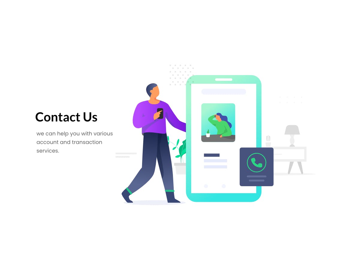 联系人主题网站设计矢量插画素材 Contact us illustration for website插图(1)