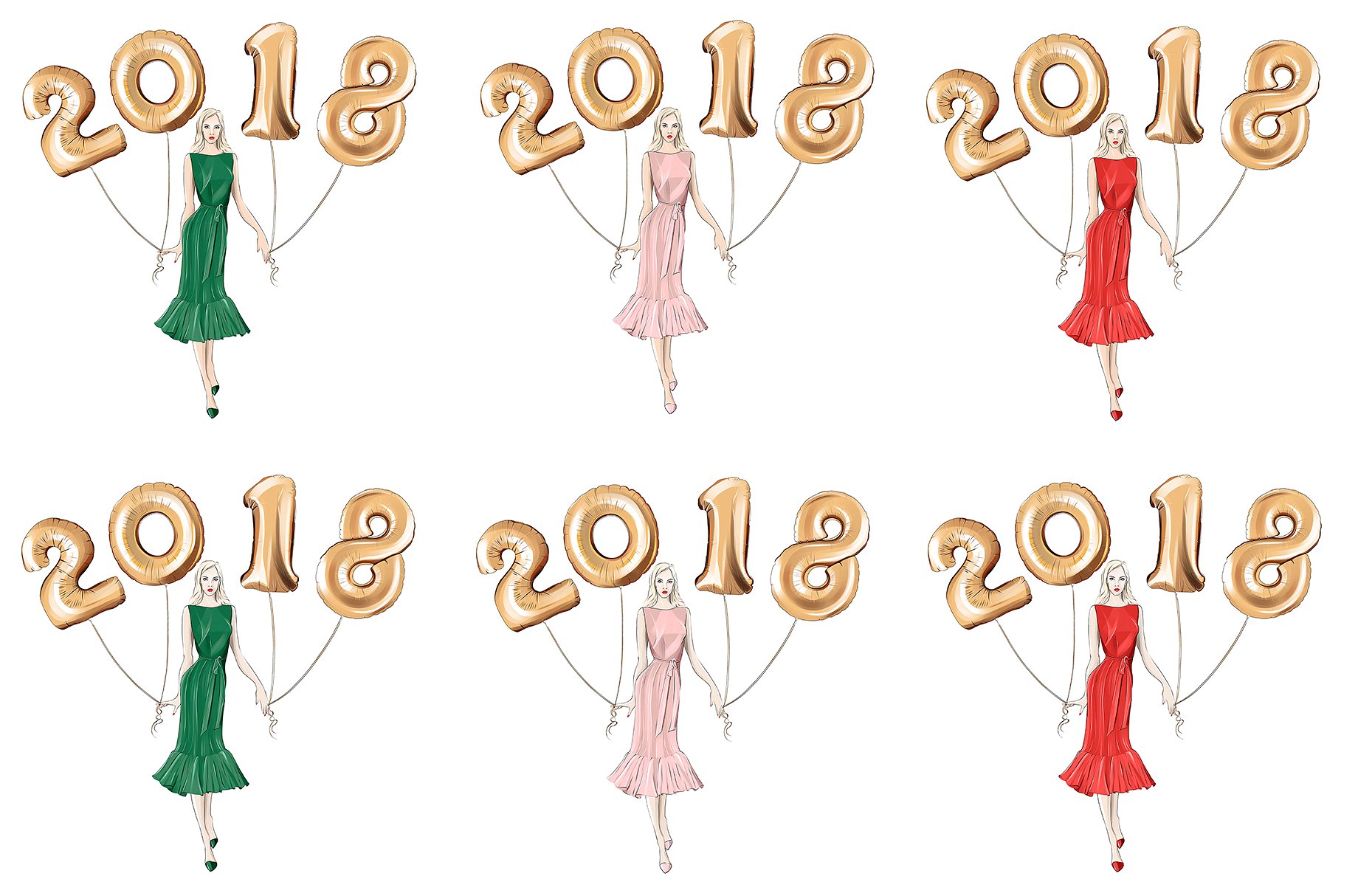 手绘新年和圣诞节剪贴画插图(6)