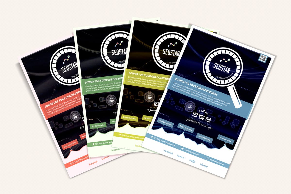 SEO数字营销服务传单设计模板 SEO Star Flyer插图