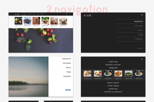 专业的Web用户界面工具包[260+UI组件] 4ocal Web UI Kit for Photoshop插图(5)