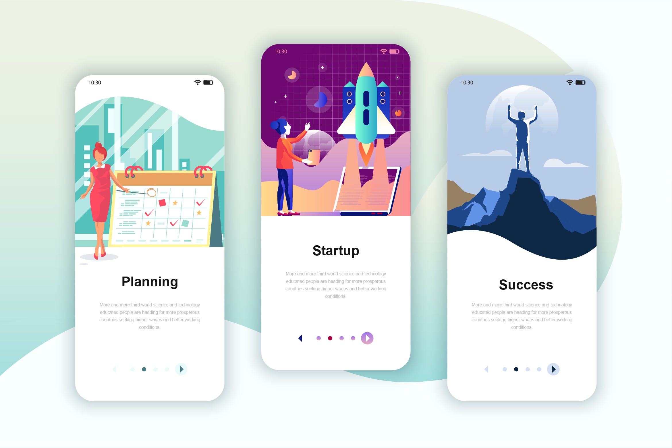 计划/启动/成功主题素材库精选概念插画APP引导页设计模板 Instagram Stories Onboarding Screens Mobile App插图