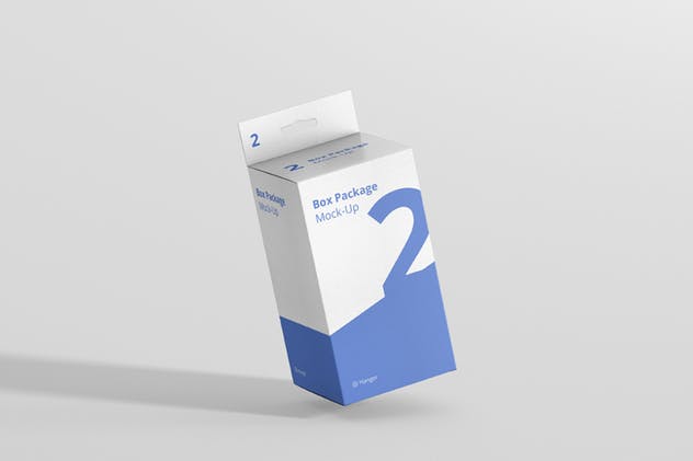 矩形挂耳纸盒包装盒样机 Package Box Mockup – Rectangle with Hanger插图(1)