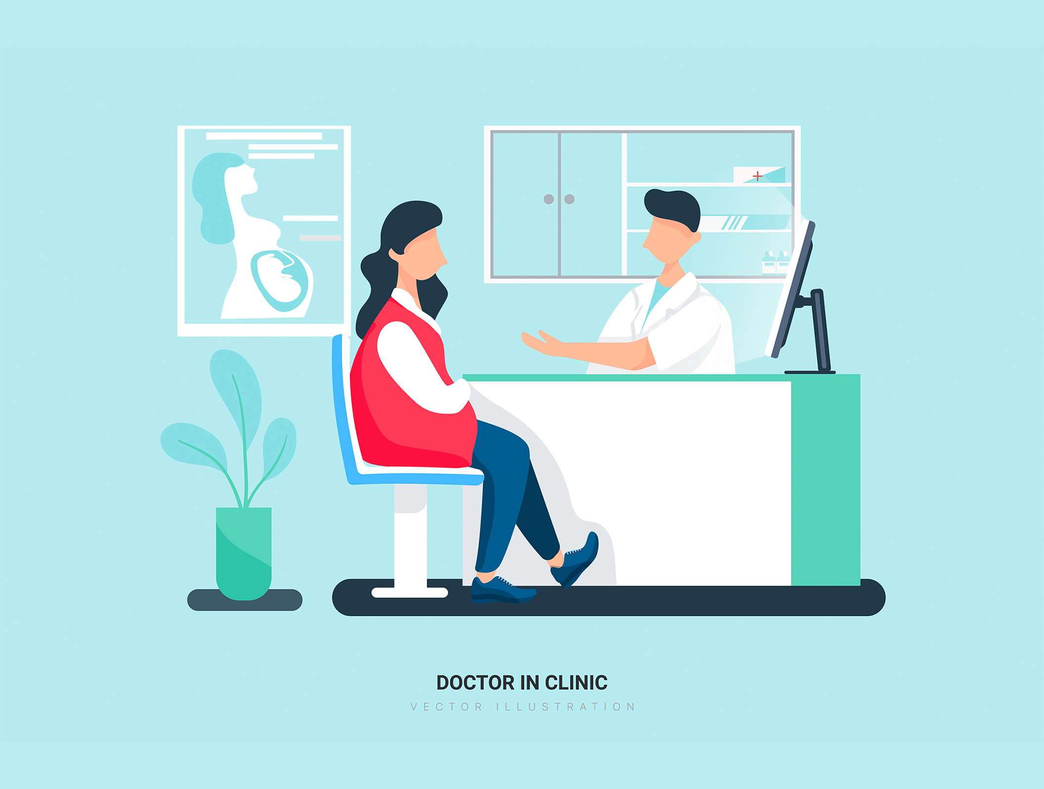 素材库下午茶：医院和医疗保健场景矢量插画素材插图(5)