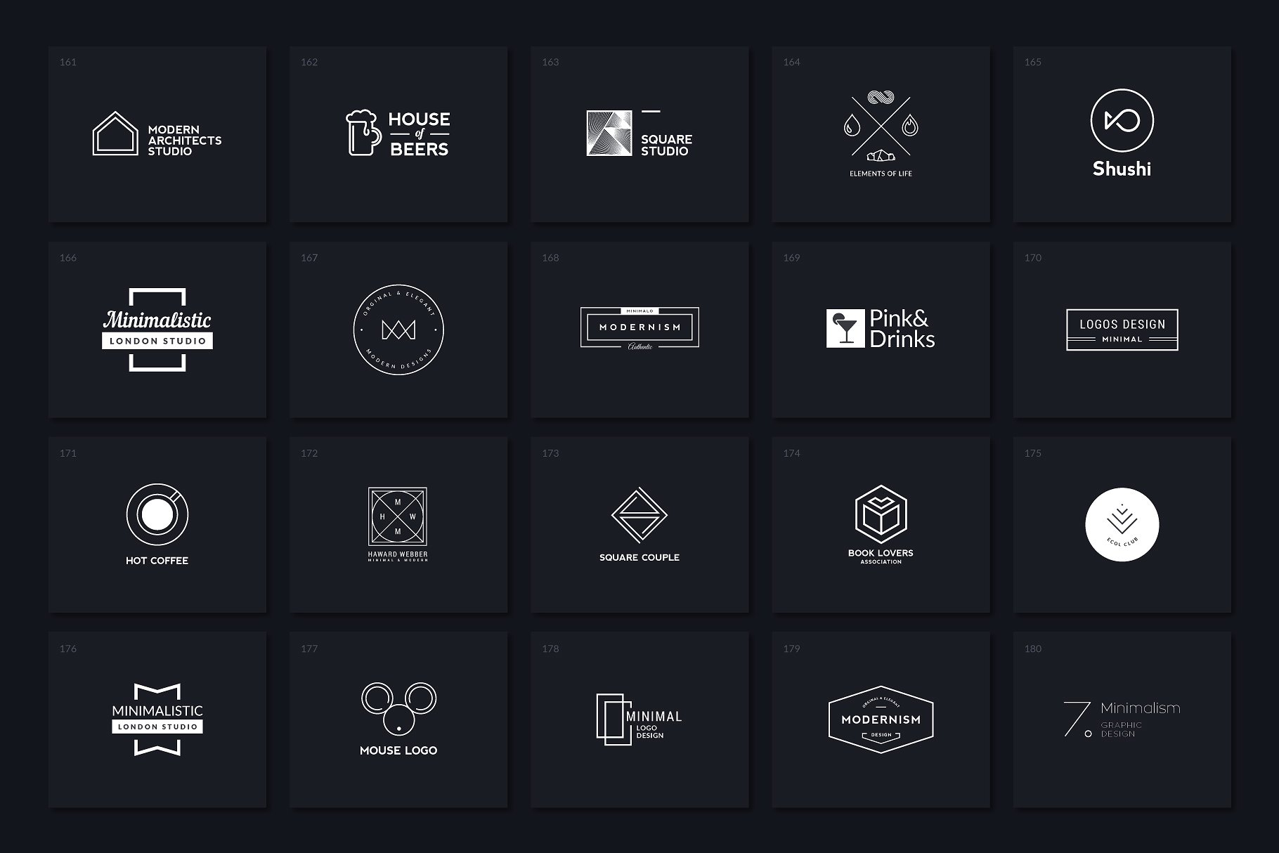 40款多用途的极简标志Logo模板V.5 40 Minimalist Logos Vol. 5插图(1)