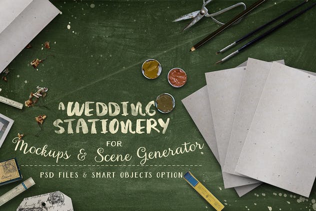 色彩斑斓古朴婚礼巨无霸场景样机模板 Wedding Stationery Hero Image插图(4)