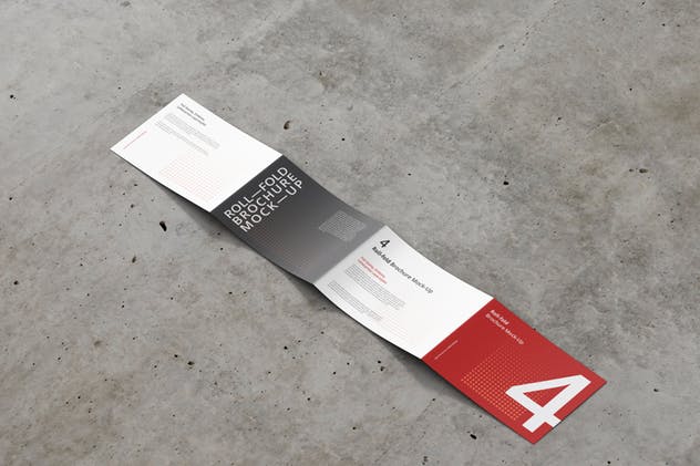 高分辨率折叠传单宣传册样机模板 Roll Fold Brochure Mockup Landscape Din A4 A5 A6插图(11)