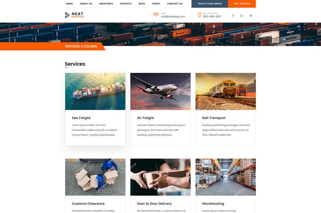 交通运输快递物流公司网站PSD模板 Logistics Transportation Shipping Agency Business插图(8)