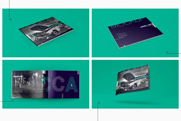 A4时尚杂志宣传册样机模板 Horizontal A4 Magazine Catalog Mockup插图(4)
