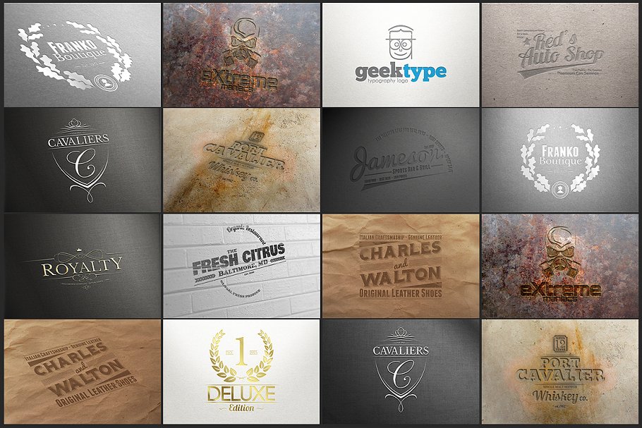 64个经典怀旧风格Logo标志展示样机 64 Logo Mock-ups Bundle插图(4)