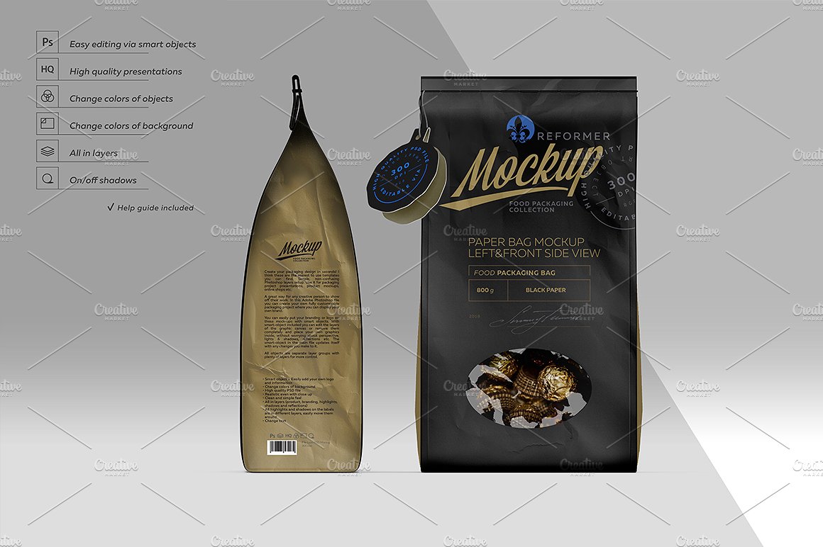 素材库下午茶：高端质感的纸袋包装袋样机展示模型版mockups插图