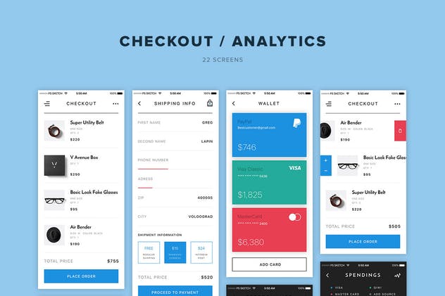 高端电子商务APP应用UI套件 V Avenue Mobile UI Kit插图(4)