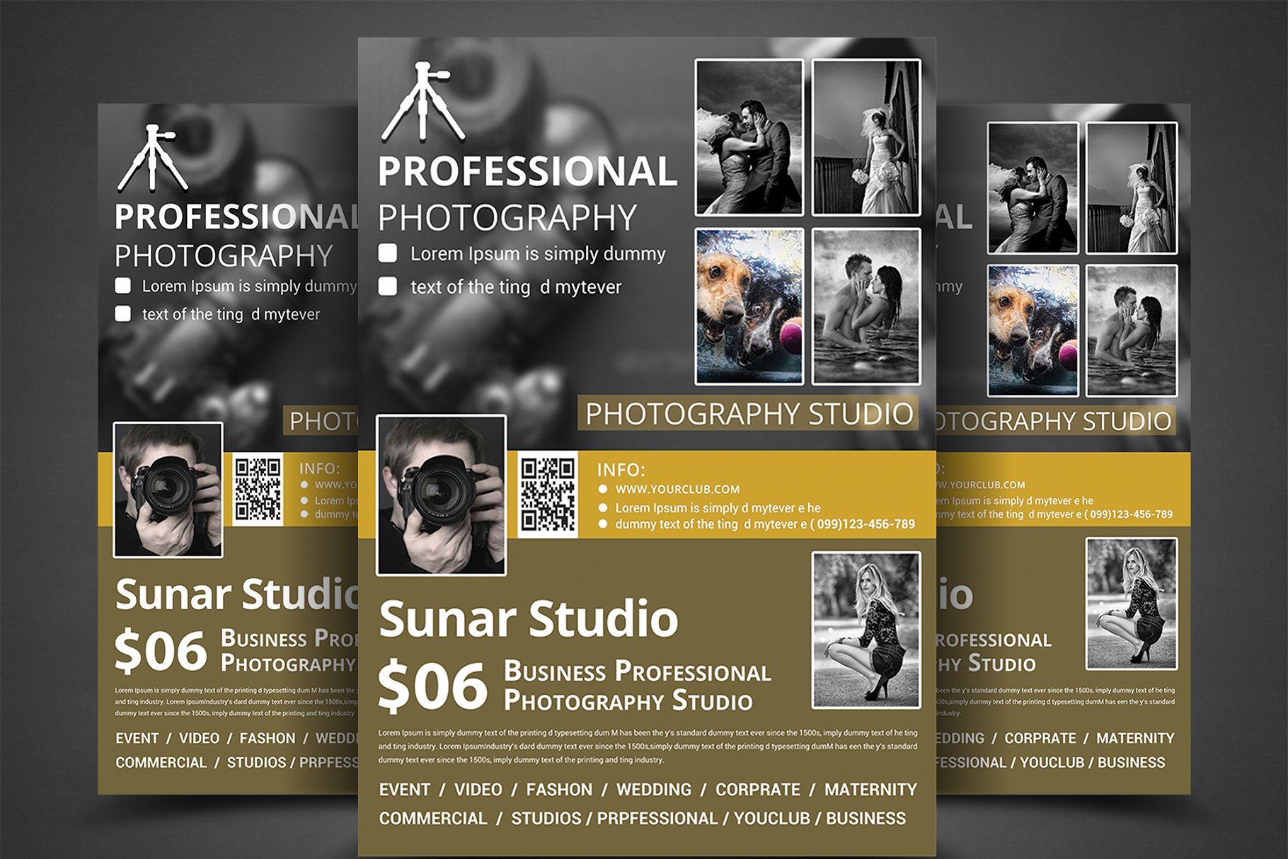 摄影工作室业务推广传单模板 Photography Business Flyer Bundle插图(3)