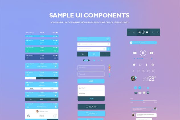 简约风社交媒体APP UI套件 Zippy UI Kit插图(3)
