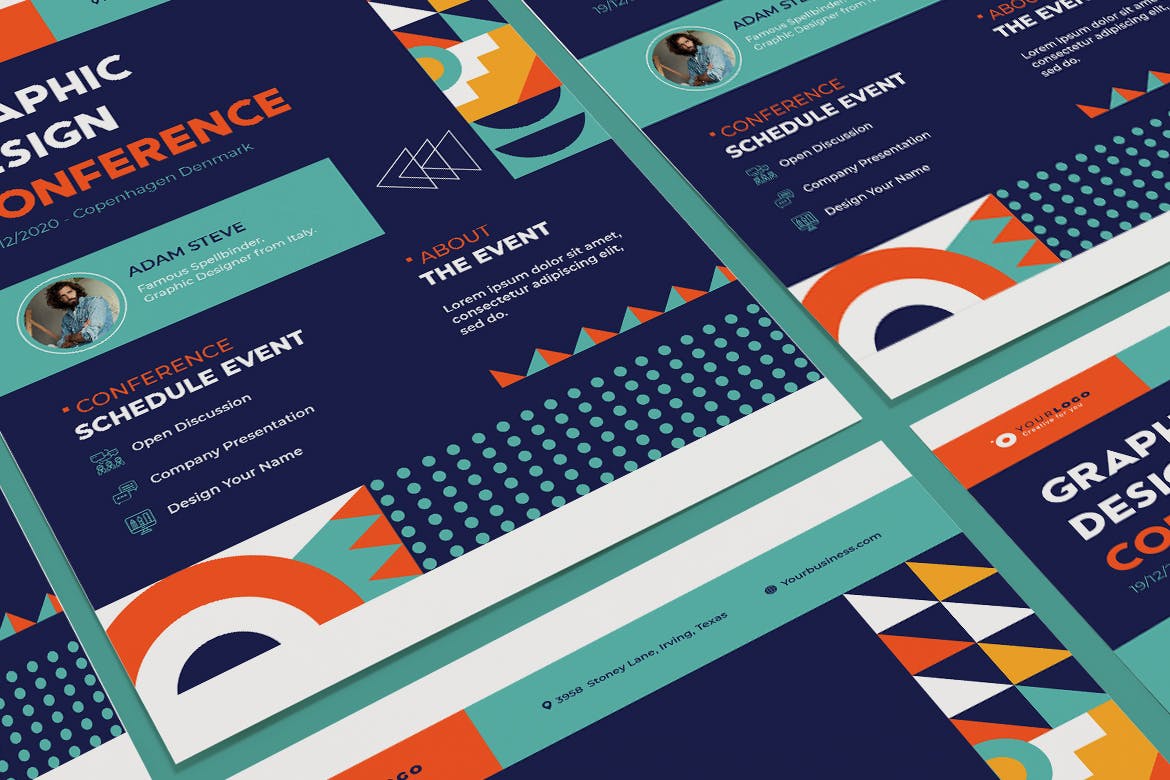 活动&会议主题海报PSD素材素材库精选模板 Event Conference Poster Illustrator Template插图(1)