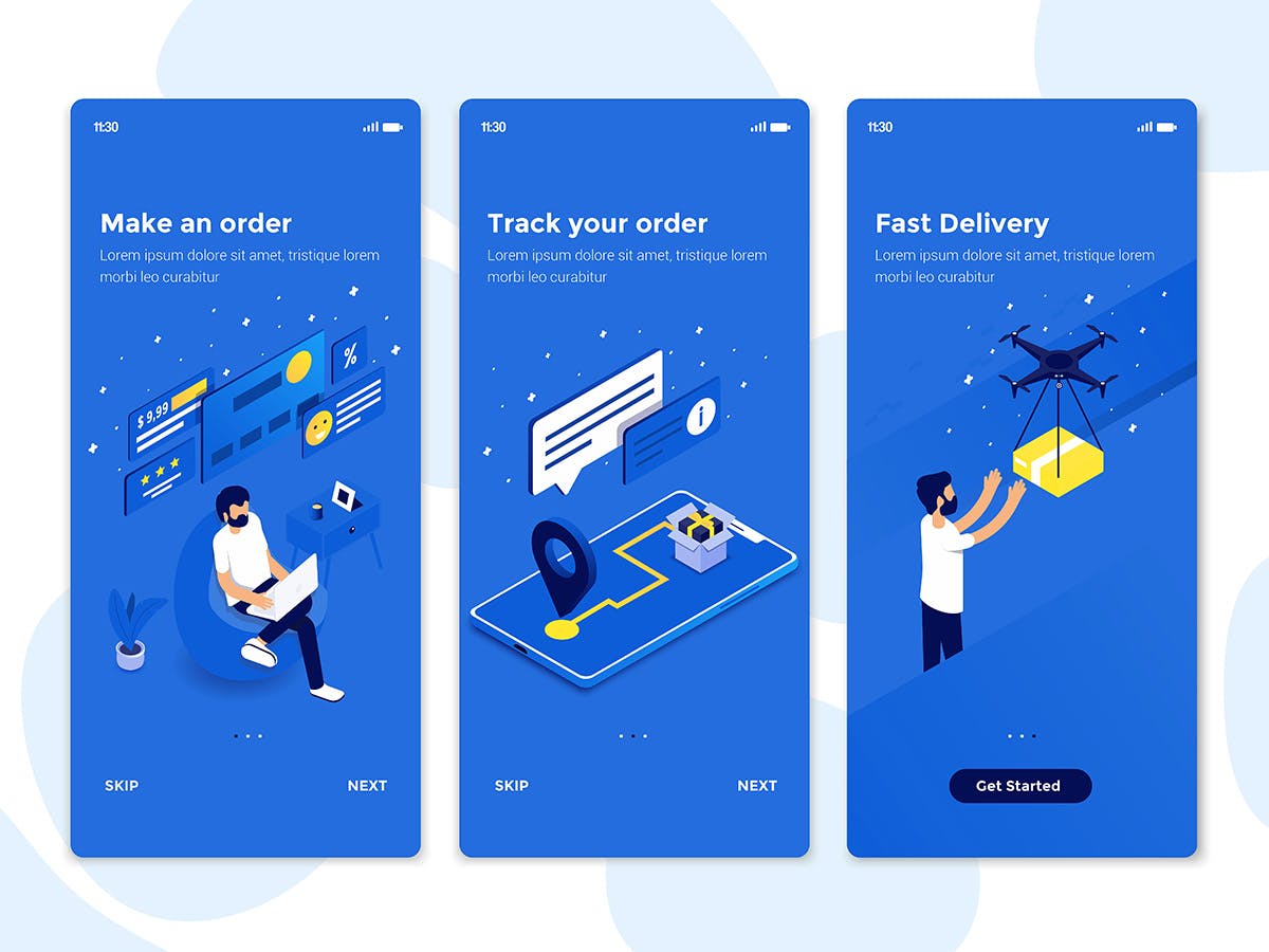 等距概念插画设计风格APP应用引导页设计模板 Modern user interface UX, UI screen template插图(1)