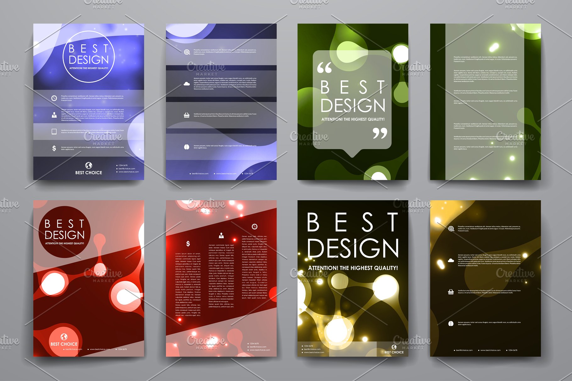 荧光DNA链条抽象图形画册模板 Set of Beautiful Brochures插图(1)