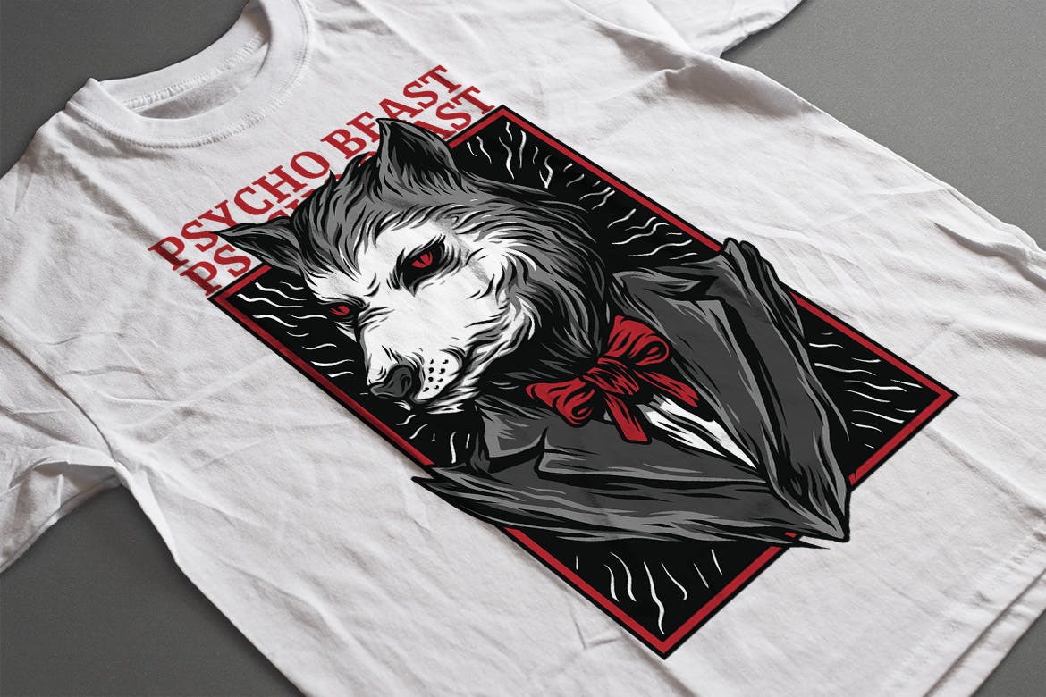 精神病野兽潮牌T恤印花图案素材库精选设计素材 Psycho Beast插图(2)