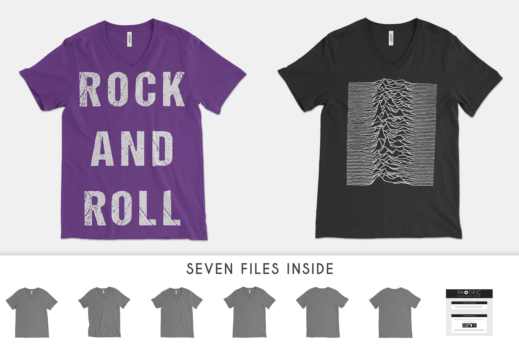 经典V领T恤样机模板 Bella Canvas 3005 V-Neck Mockups插图(2)