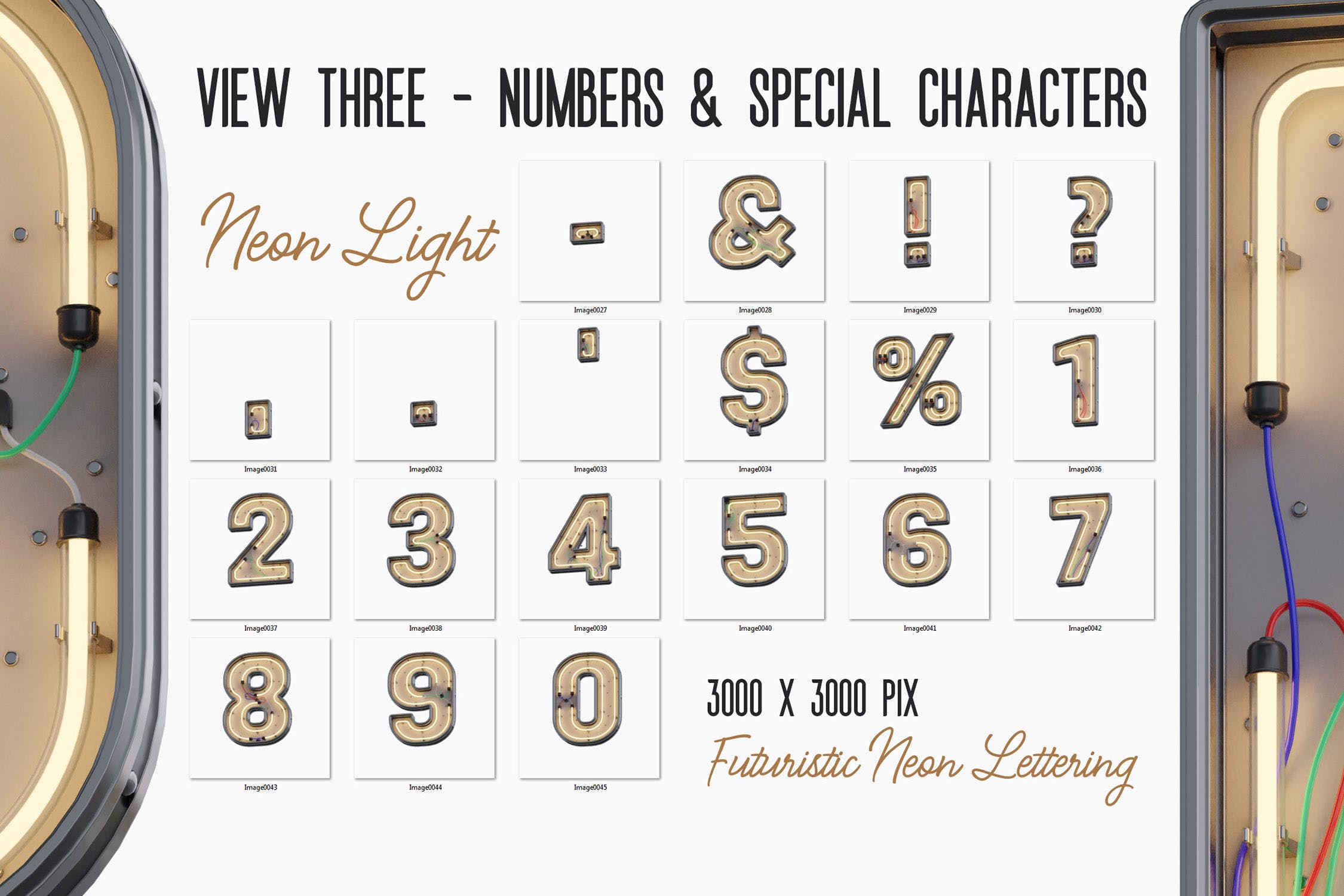 现代霓虹灯3D字体高清PNG图片素材 Modern Neon 3D Lettering View 3插图(3)