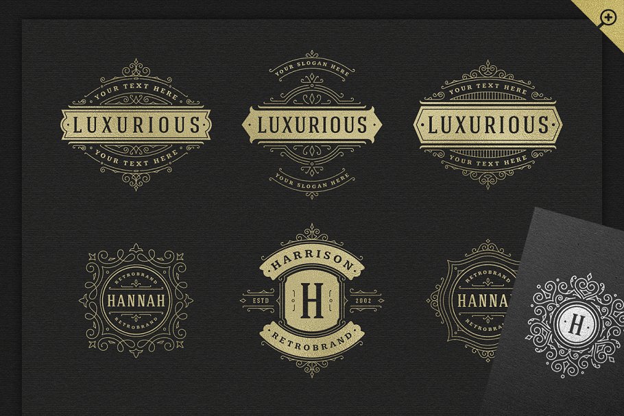 500个复古装饰风格Logo和徽章模板 500 ornaments logos & monograms插图(9)