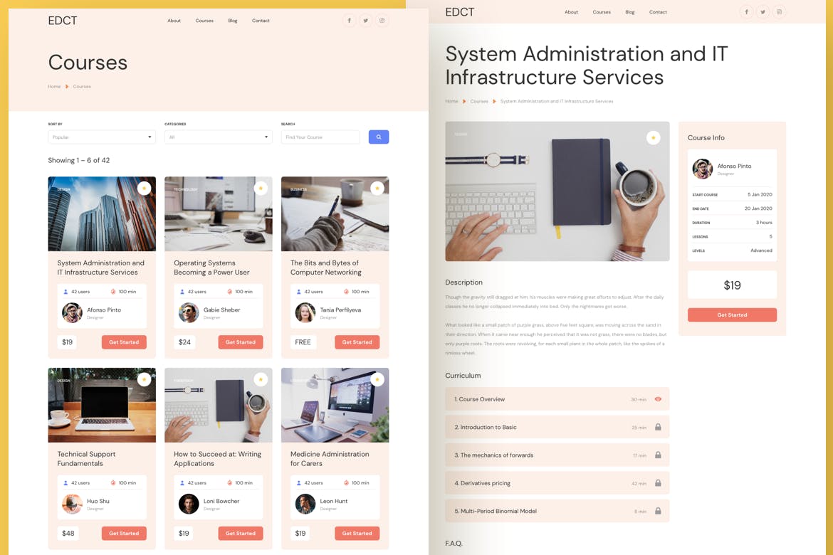 响应式设计风格教育服务企业网站UI交互设计素材库精选模板[Adobe XD, Figma, Sketch] Education Responsive Template插图(6)