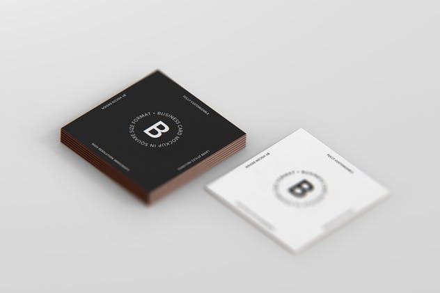 方形高级企业品牌名片样机 Business Card Mockup Square Format插图(11)
