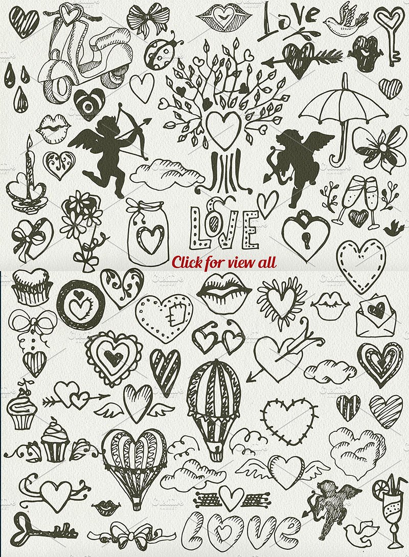 200个常用情人节手绘素材包[PSD,EPS]插图(2)