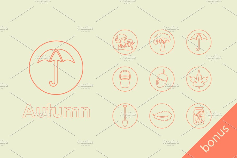 丰收季节秋天主题小册子模板 Set of Autumn brochures插图(1)