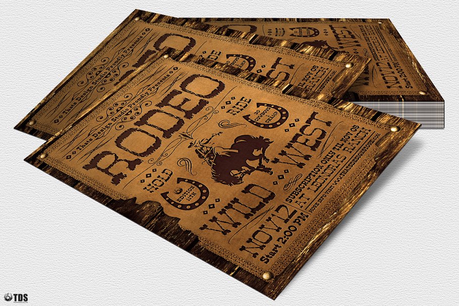 马戏团杂技活动海报宣传PSD模板V.2 Western Rodeo Flyer PSD V2插图(3)