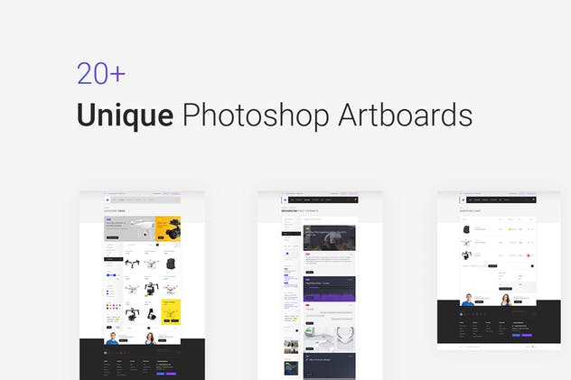 小型电子商务网上商城设计PSD模板 Bzzz – Gadgets eCommerce PSD Template插图(1)