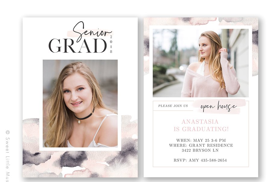 高年级毕业通知卡片模板 Card Template Bundle插图(3)