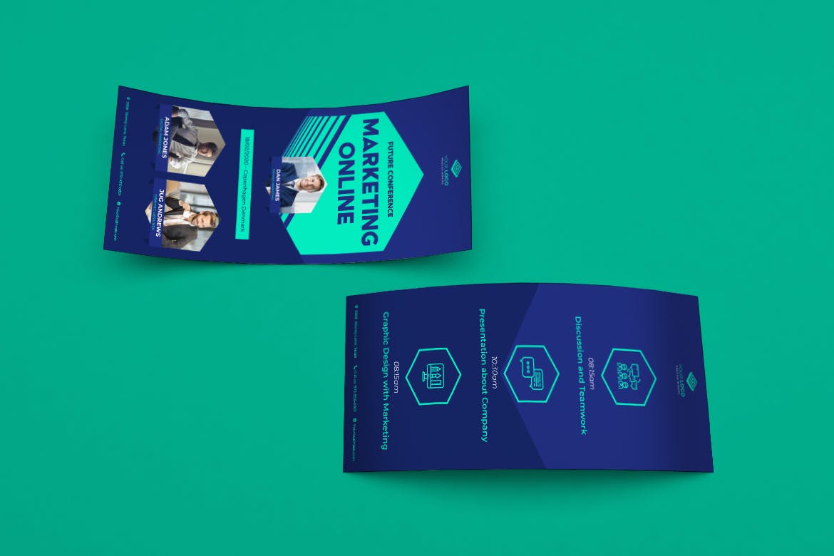 活动/会议/讲座广告宣传卡设计模板 Event Conference DL Rackcard Illustrator插图(1)