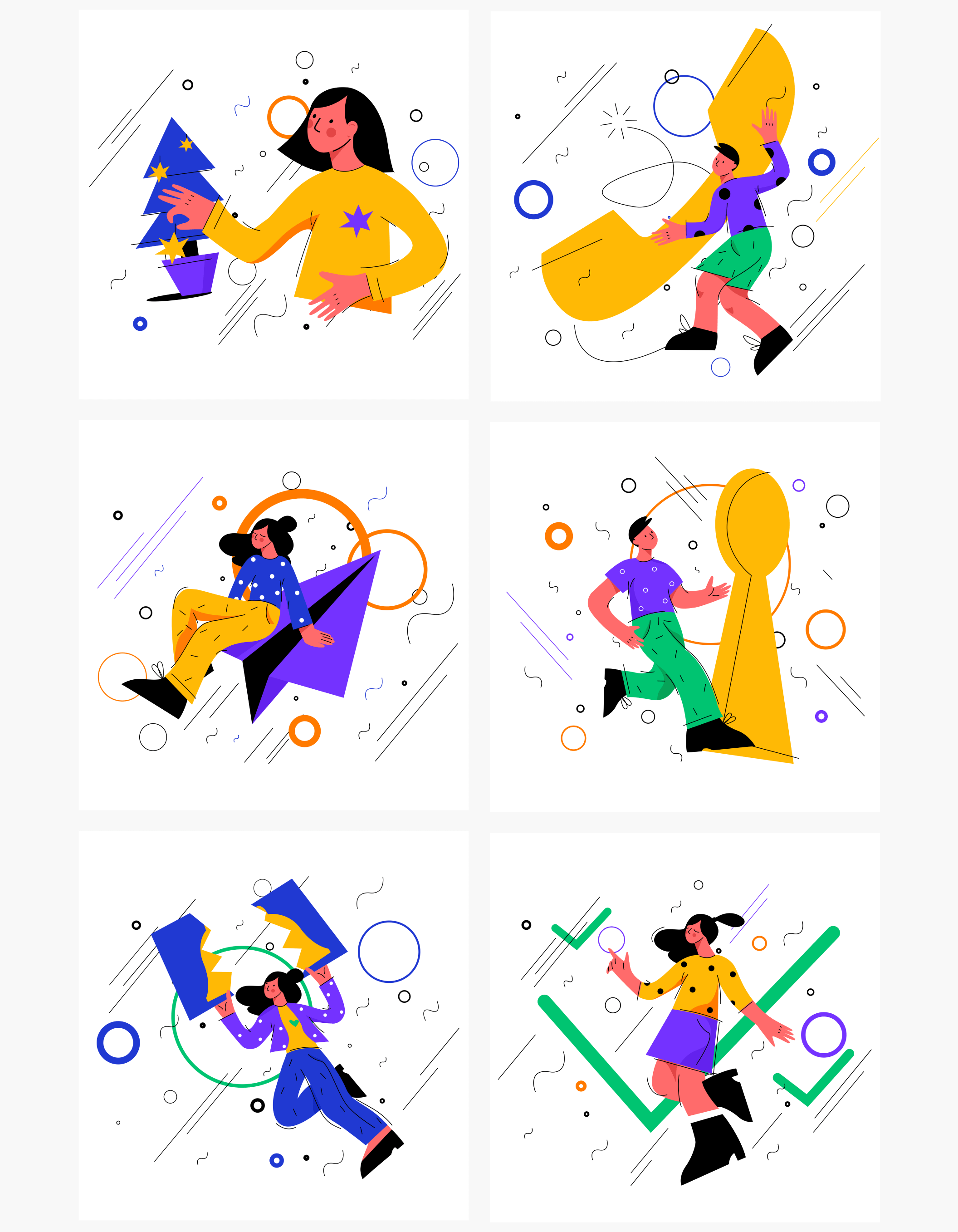 素材库下午茶：多彩的人物元素矢量网站设计插画合集插图(3)