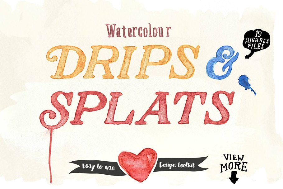 超级水彩绘画素材合集[笔刷、图形、剪贴画…] Watercolour toolkit paint effects插图(4)