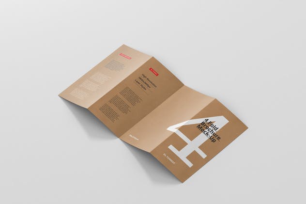 四折页DL菜单小册子样机模板 4-Fold Brochure Mockup – DL 99x210mm插图(13)