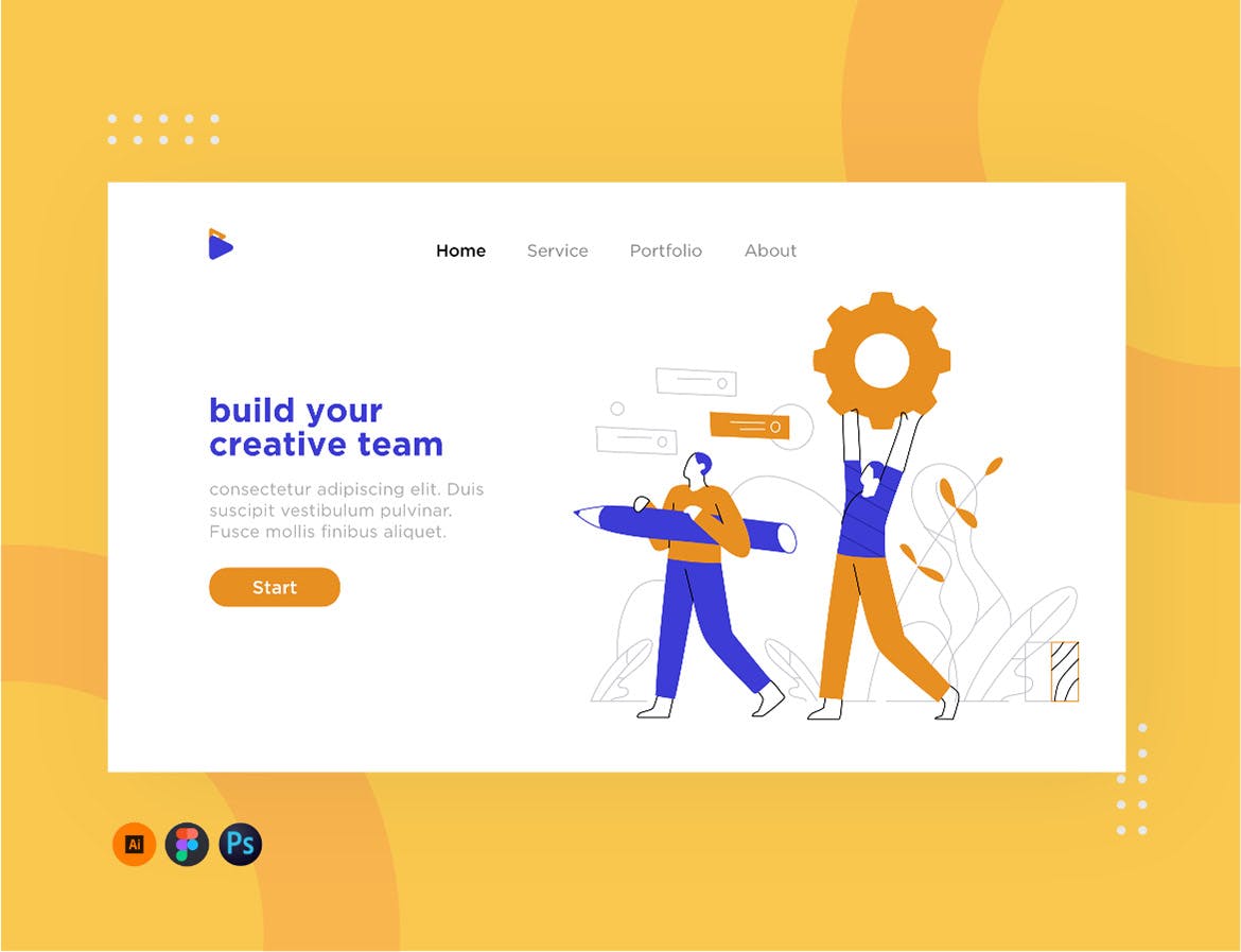 团队管理主题网站设计概念插画素材 Team work illustration for website 1.1插图(1)