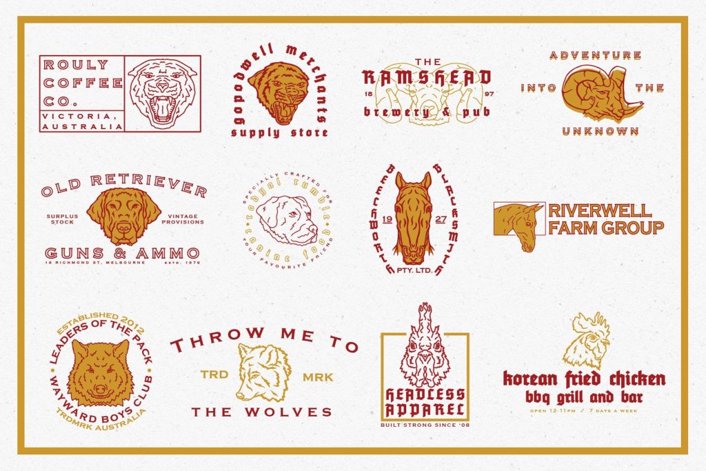 复古手绘动物头部矢量图形下载[ai]插图(1)